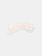 Fascia bianca per neonata con fiocco rosa,La Stupenderia,ABFA56O23